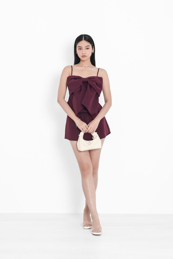 (PREORDER) *TPZ* TESSA BIG RIBBON SLEEVELESS TOP IN PLUM