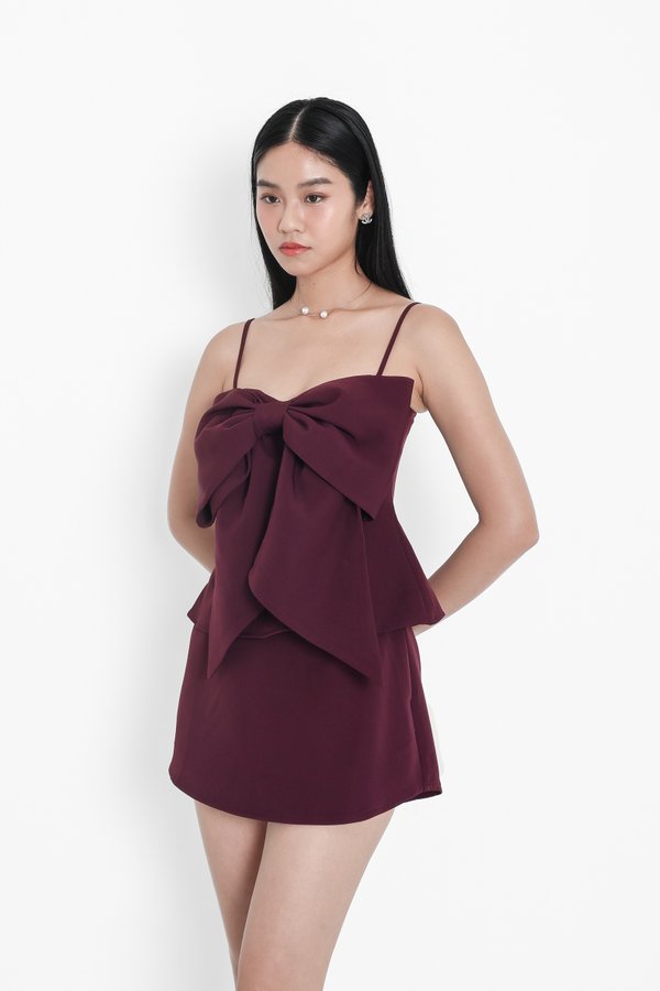 (PREORDER) *TPZ* TESSA BIG RIBBON SLEEVELESS TOP IN PLUM