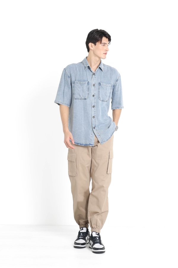 (PREORDER) *TPZ* VEMY UNISEX TENCEL DENIM SHIRT IN LIGHT WASH