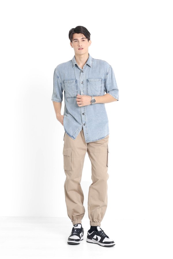 *TPZ* VEMY UNISEX TENCEL DENIM SHIRT IN LIGHT WASH