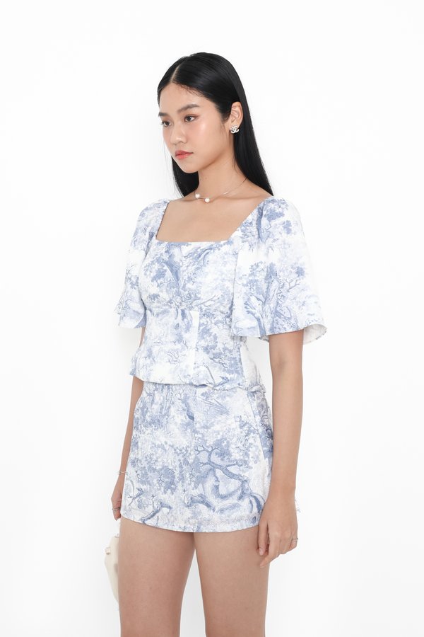 (PREORDER) *TPZ* BLAIR FLUTTER SLEEVES TOP IN TOILE DE SECRET BABY BLUE