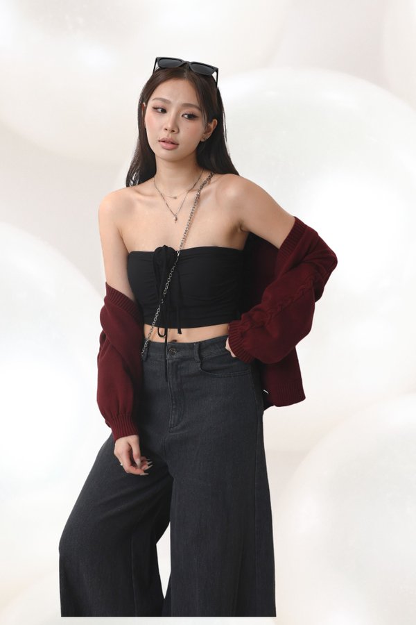 *TPZ* KISTEL ROSE PADDED CROP TOP IN BLACK