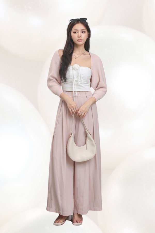 *TPZ* FIFI RIBBON SOFT KNIT BOLERO IN COTTON PINK