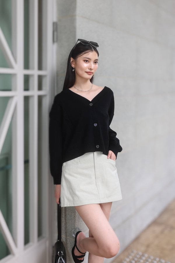 *TPZ* MISTLETOE HEART SOFT KNIT CARDIGAN IN BLACK