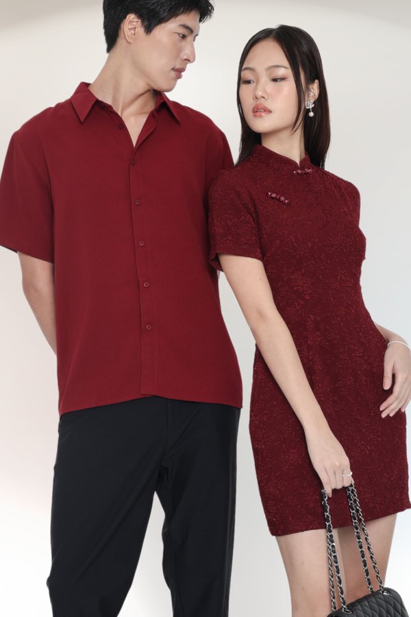 *TPZ* CELESTIAL SLEEVES CHEONGSAM IN BURGUNDY