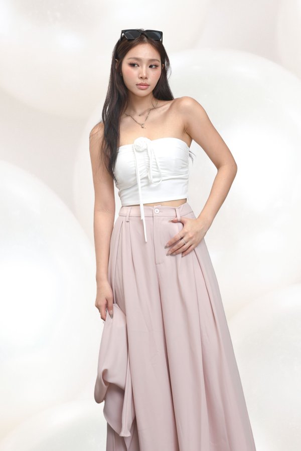 *TPZ* KISTEL ROSE PADDED CROP TOP IN WHITE