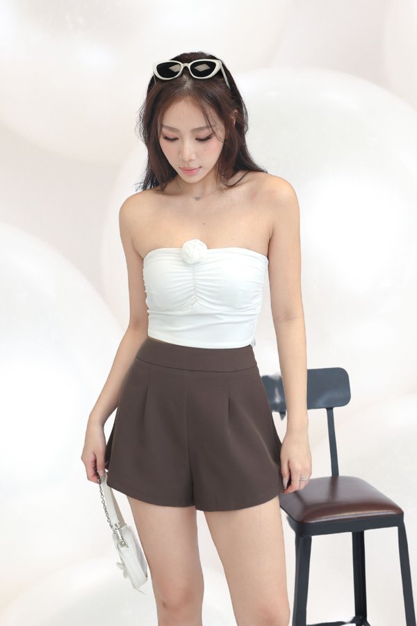 *TPZ* GWEN BASIC HIGH WAISTED SHORTS IN CEDAR BROWN