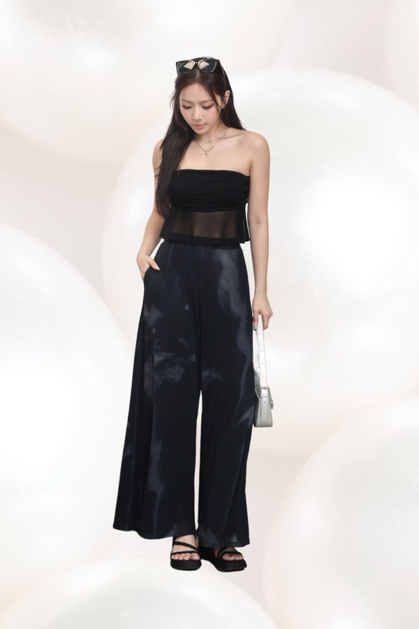 *TPZ LUXE MESH* STELLA HIGH WAISTED FLOWY MESH PANTS (PETITE) IN SPIRAL GALAXY