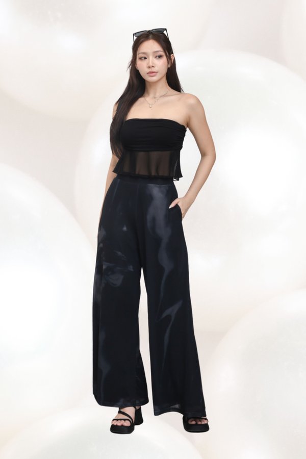 *TPZ LUXE MESH* STELLA HIGH WAISTED FLOWY MESH PANTS (PETITE) IN SPIRAL GALAXY