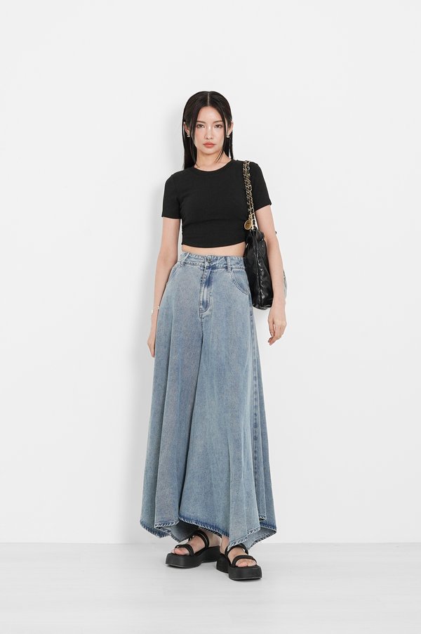 (PREORDER) *TPZ* CASA HIGH WAISTED HANDKERCHIEF HEM FLARE JEANS IN LIGHT WASH