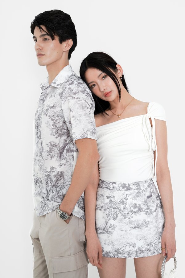 *TPZ* DREMY UNISEX SHORT SLEEVES SHIRT IN TOILE DE SECRET CHAMPAGNE GREY