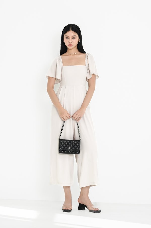 (PREORDER) *TPZ* VENNA FLUTTER SLEEVES JUMPSUIT (REGULAR) IN IVORY PEARL