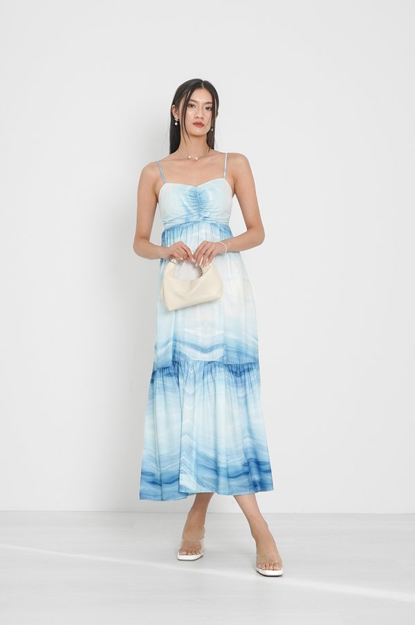 *TPZ* DIORA DROP HEM MAXI 2.0 IN OCEAN BLUE CALM HORIZON