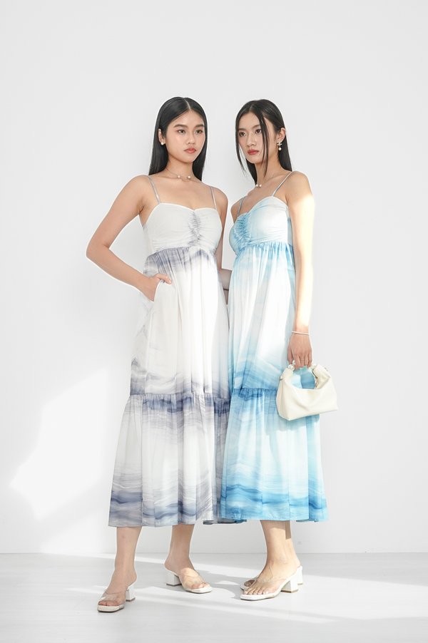 *TPZ* DIORA DROP HEM MAXI 2.0 IN OCEAN BLUE CALM HORIZON