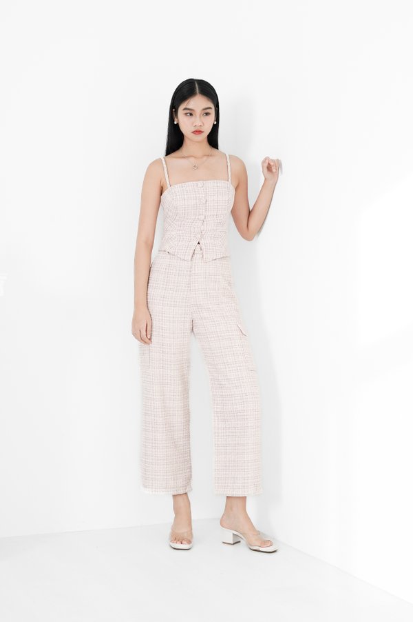 *TPZ* ESTELLE SOFT TWEED CARGO PANTS IN SOFT PINK