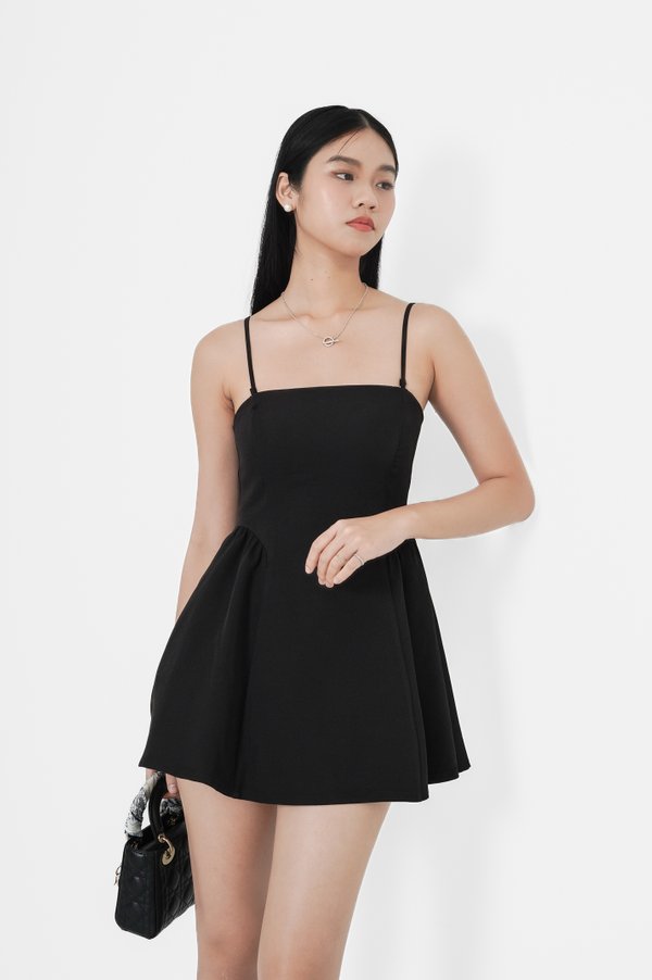 (PREORDER) *TPZ* Y2K SLEEVELESS DRESS ROMPER WITH DETACHABLE SHORTS IN BLACK