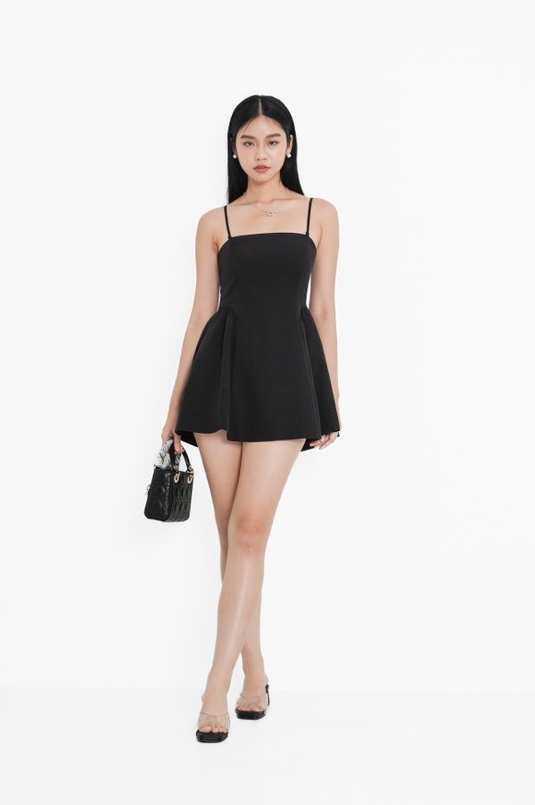 (PREORDER) *TPZ* Y2K SLEEVELESS DRESS ROMPER WITH DETACHABLE SHORTS IN BLACK