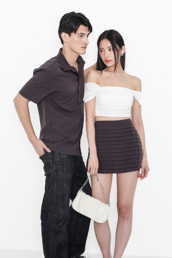 *TPZ* STEP UP HIGH WAISTED SKORTS IN GUNMETAL LAVENDER