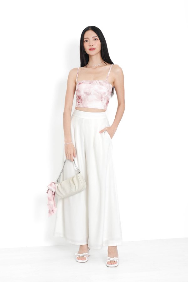 (PREORDER) *TPZ* ACE HIGH WAISTED FLOWY PANTS (PETITE) IN WHITE