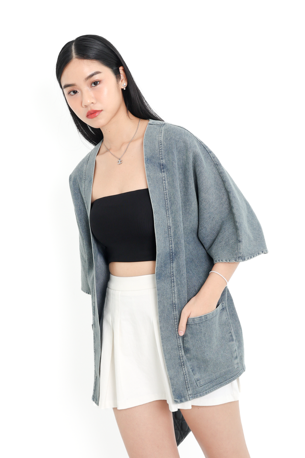 *TPZ* KAIZEN DENIM KIMONO IN LIGHT WASH