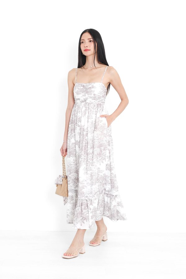 *TPZ* DIANA PLEATED MAXI IN ROSE OAK TOILE