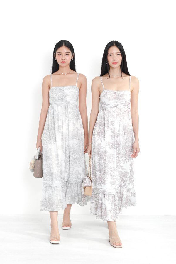 *TPZ* DIANA PLEATED MAXI IN CHAMPAGNE GREY TOILE