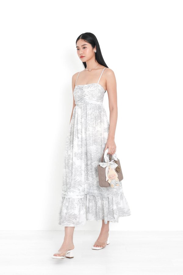 *TPZ* DIANA PLEATED MAXI IN CHAMPAGNE GREY TOILE