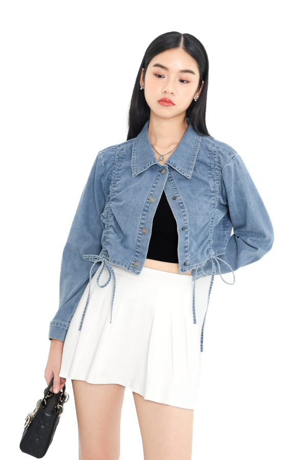 *TPZ* PACIFIC SCRUNCHIE SOFT DENIM JACKET IN MID WASH