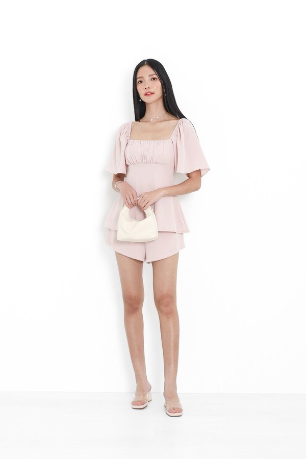 *TPZ* JACE FLUTTER SLEEVES LONGLINE TOP IN MELODY PINK