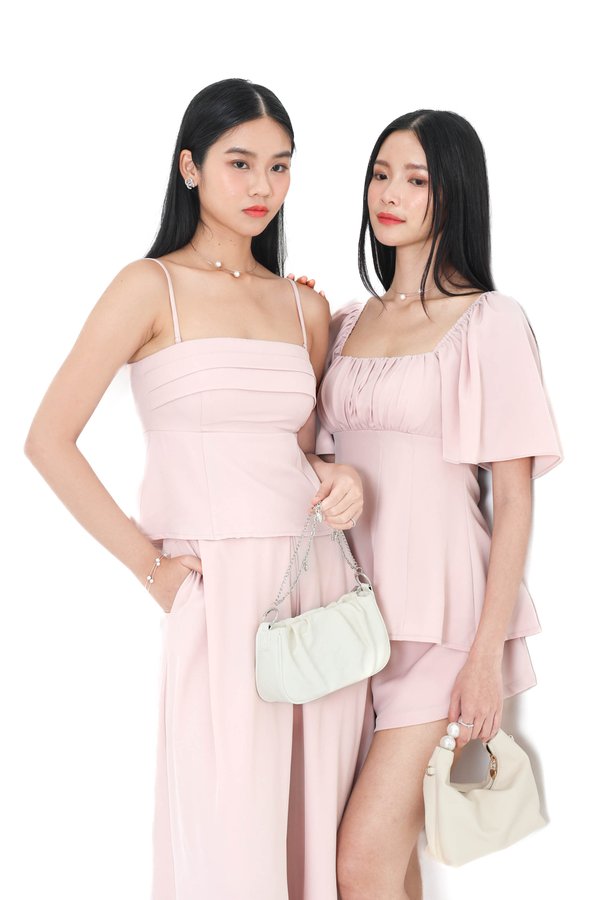 (PREORDER) *TPZ* TRINITY PEPLUM SLEEVELESS TOP IN MELODY PINK