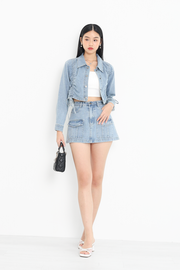 *TPZ* PACIFIC SCRUNCHIE SOFT DENIM JACKET IN LIGHT WASH