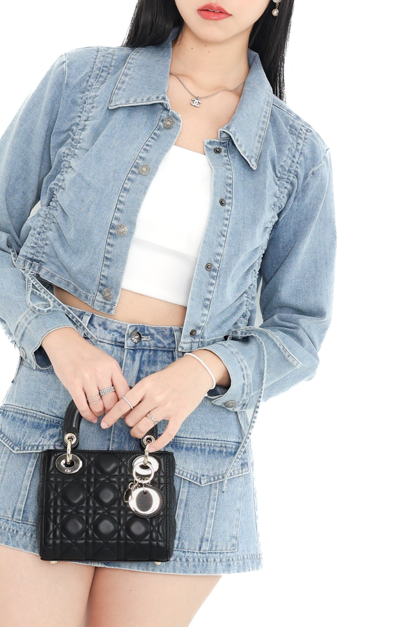 (PREORDER) *TPZ* PACIFIC SCRUNCHIE SOFT DENIM JACKET IN LIGHT WASH