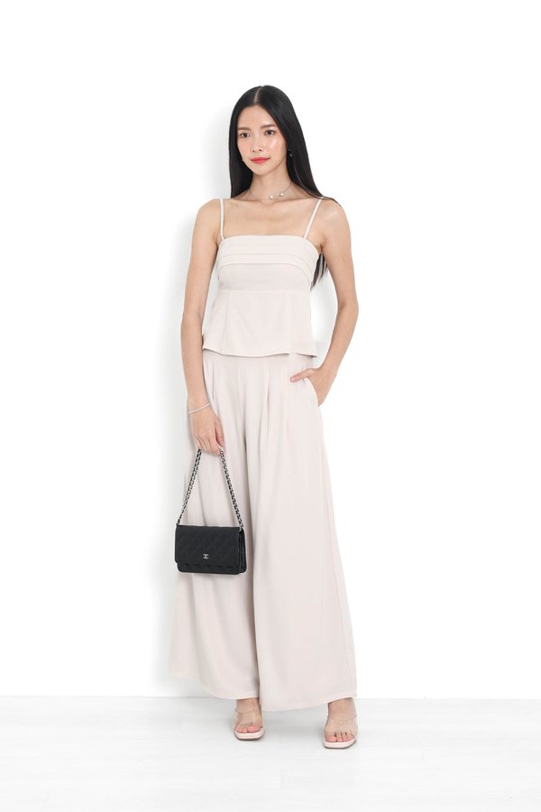 (PREORDER) *TPZ* TRINITY PEPLUM SLEEVELESS TOP IN IVORY PEARL