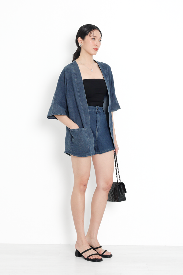 *TPZ* KAIZEN DENIM KIMONO IN DARK WASH