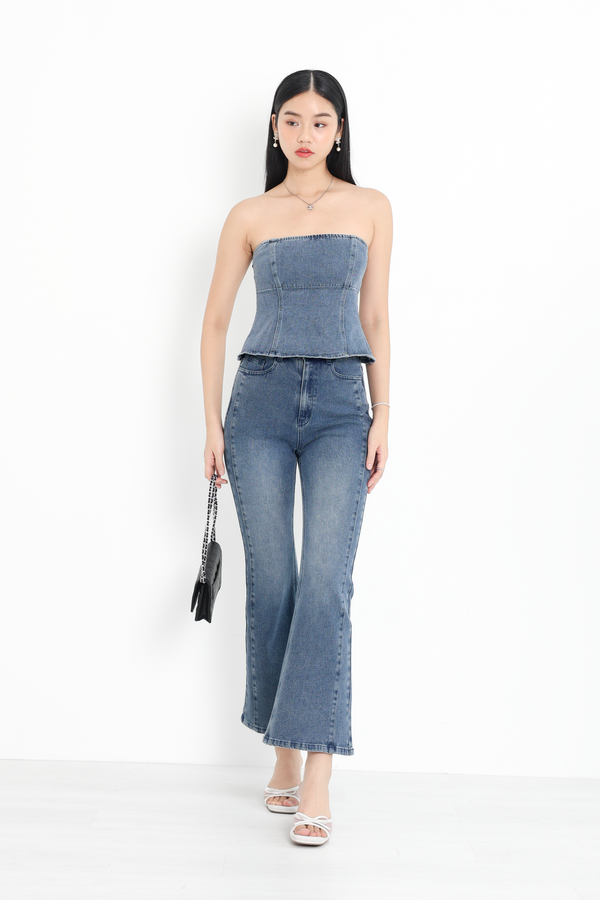 *TPZ* VERTEX BELL BOTTOM JEANS (PETITE) IN DARK WASH