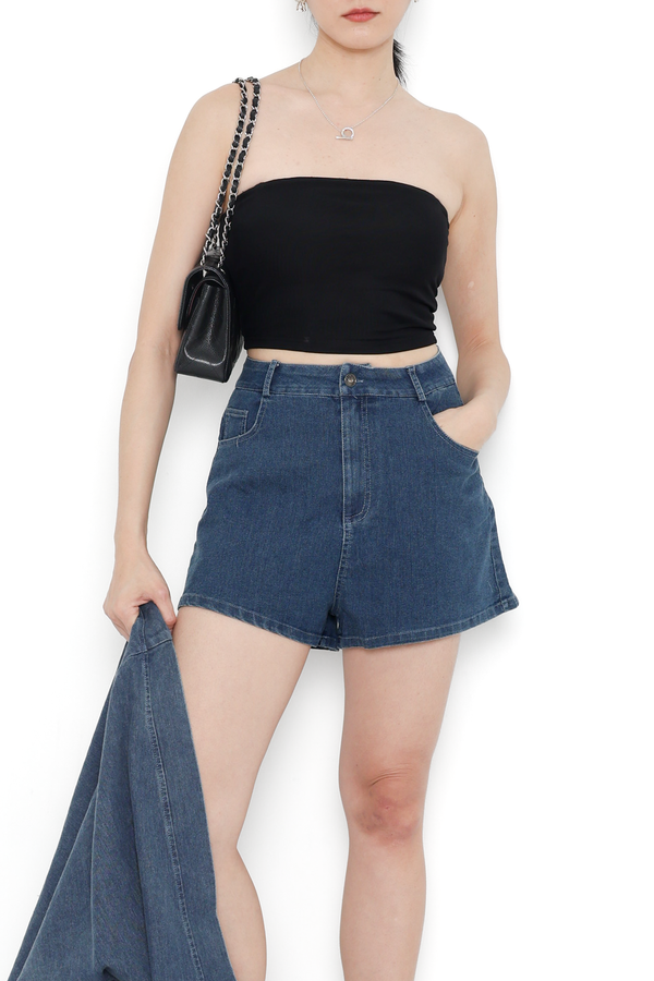 *TPZ* MUST HAVE DENIM SHORTS 8.0 IN DARK WASH