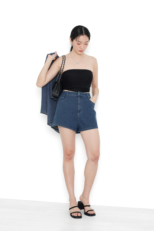 *TPZ* MUST HAVE DENIM SHORTS 7.0 IN DARK WASH