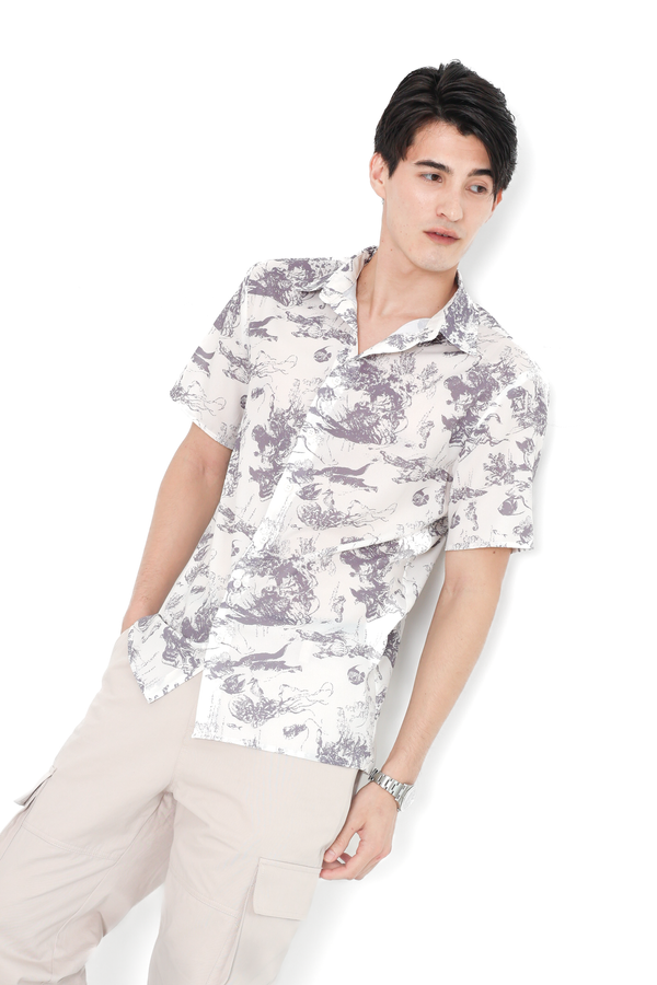 *TPZ* DREMY UNISEX SHORT SLEEVES SHIRT IN TOILE DE BLISS GREY