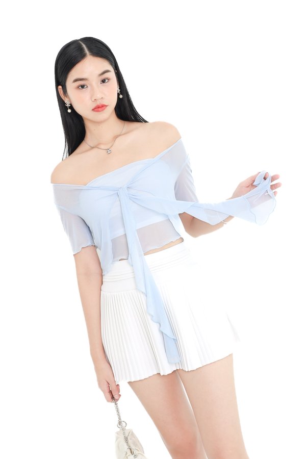 (PREORDER) *TPZ LUXE MESH* CALLY 2 PC MESH SHORT SLEEVES SET IN BABY BLUE