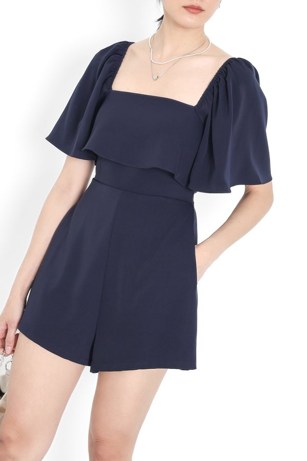 *TPZ* CLOVELLE FLUTTER ROMPER IN MIDNIGHT NAVY