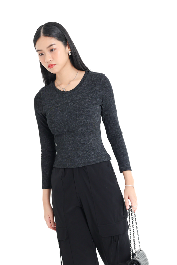 *TPZ* PERFECT BASIC LONG SLEEVES TOP (REGULAR) IN GALAXY BLACK ACID