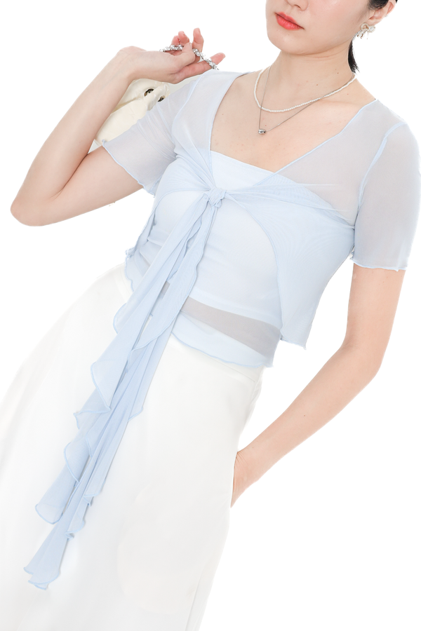 (PREORDER) *TPZ LUXE MESH* CALLY 2 PC MESH SHORT SLEEVES SET IN BABY BLUE