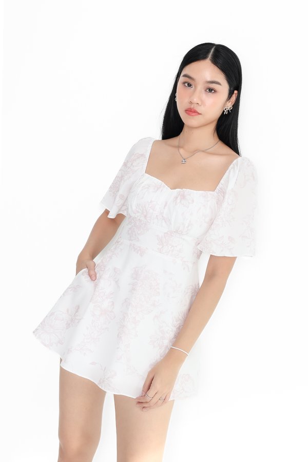 *TPZ* DESSA FLUTTER SLEEVES DRESS ROMPER WITH DETACHABLE SHORTS IN TOILE DE AFFINITY SOFT PINK