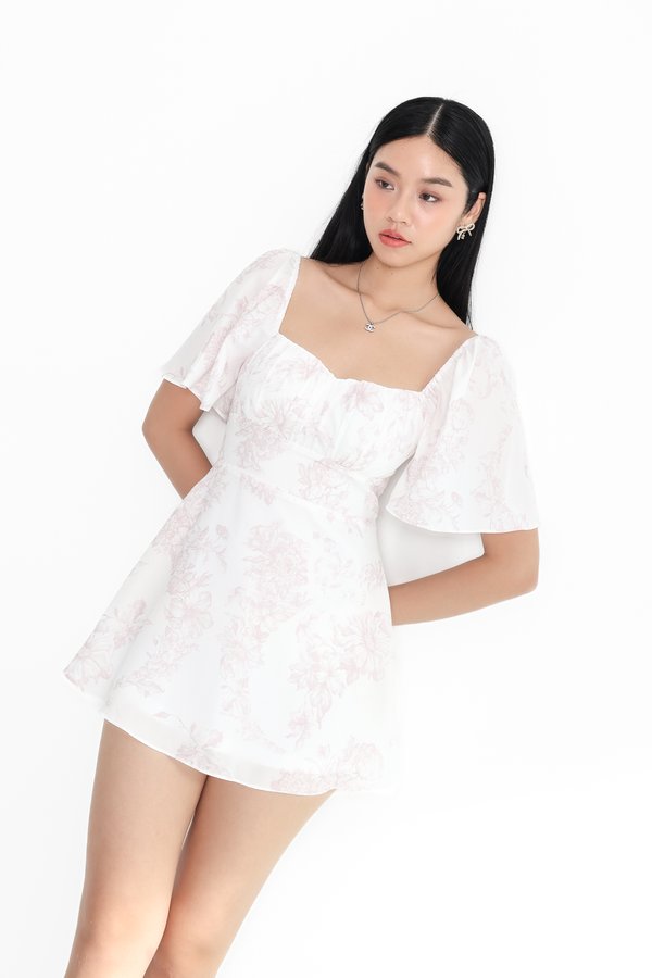 *TPZ* DESSA FLUTTER SLEEVES DRESS ROMPER WITH DETACHABLE SHORTS IN TOILE DE AFFINITY SOFT PINK