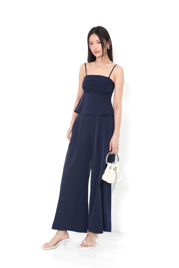 (PREORDER) *TPZ* ACE HIGH WAISTED FLOWY PANTS (PETITE) IN MIDNIGHT NAVY