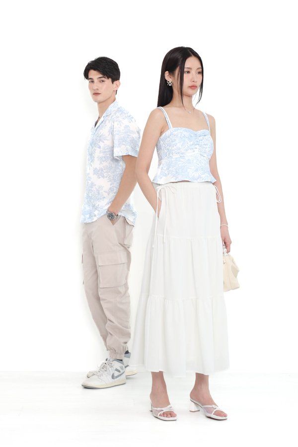 *TPZ* AFFINITY DOUBLE RIBBON TOP IN BABY BLUE TOILE