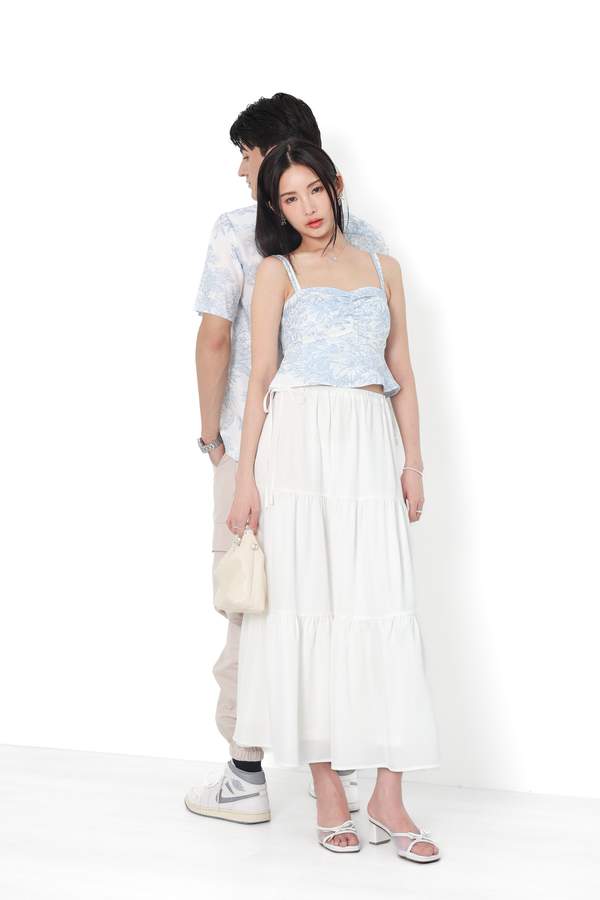 *TPZ* GENIE TIERED MAXI SKIRT IN WHITE