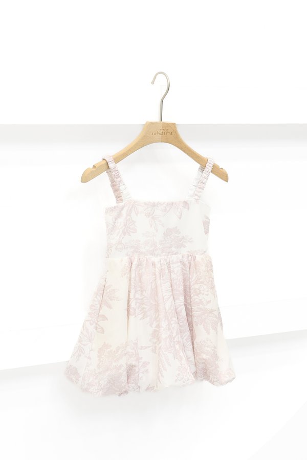 *MINI TOPAZETTE* BUBBLE SCRUNCHIE DRESS IN SIGNATURE SOFT PINK TOILE