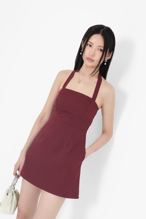 *TPZ* JESS TRANSFORM MULTIWAY DRESS ROMPER WITH DETACHABLE SHORTS IN BURGUNDY