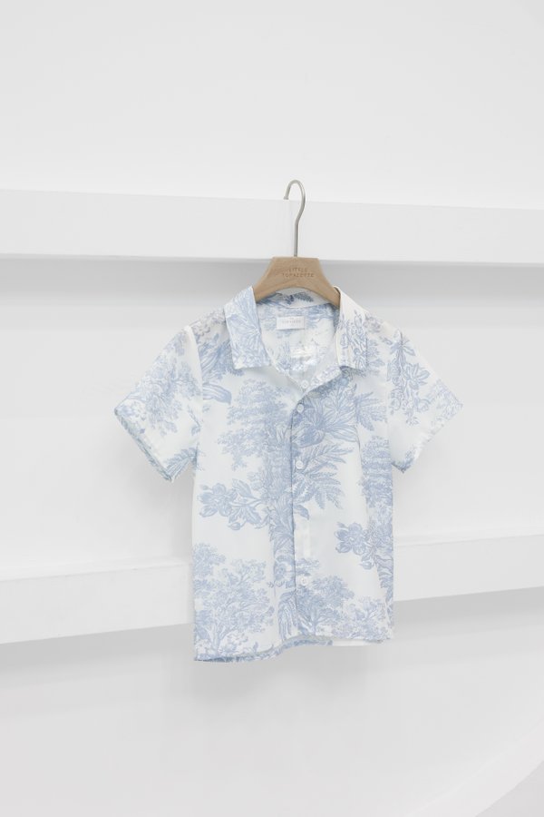 *MINI TOPAZETTE* LITTLE DREMY SHIRT IN SIGNATURE BABY BLUE TOILE